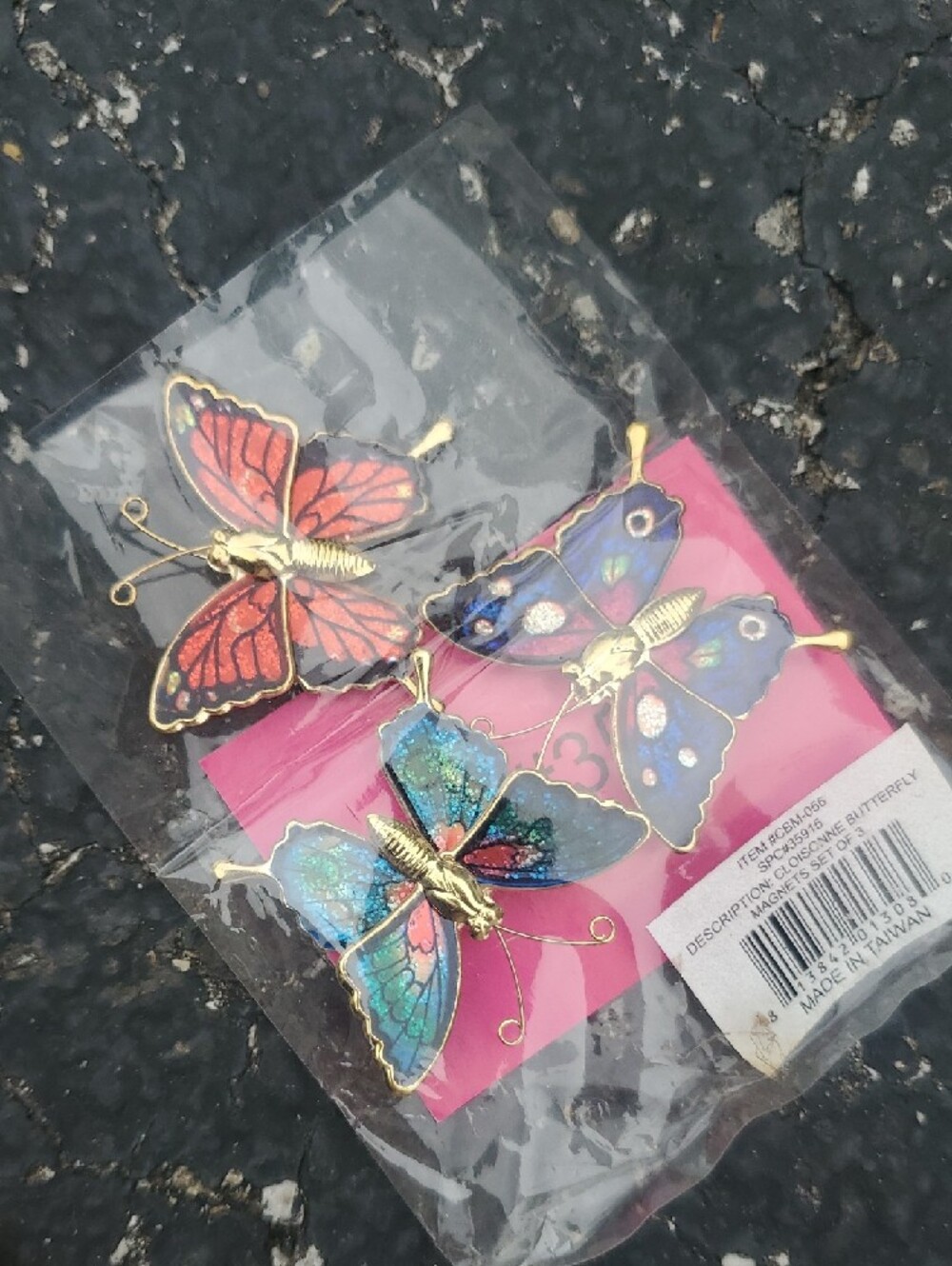 Butterfly Keychain and Assorted Enamel Butterfly Magnets - Orange & Blue - Picture 2 of 4